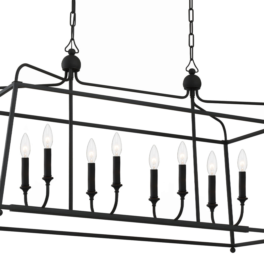 2249-BF_NOSHADE Sylvan 8 Light Linear Chandelier | Alternate Image