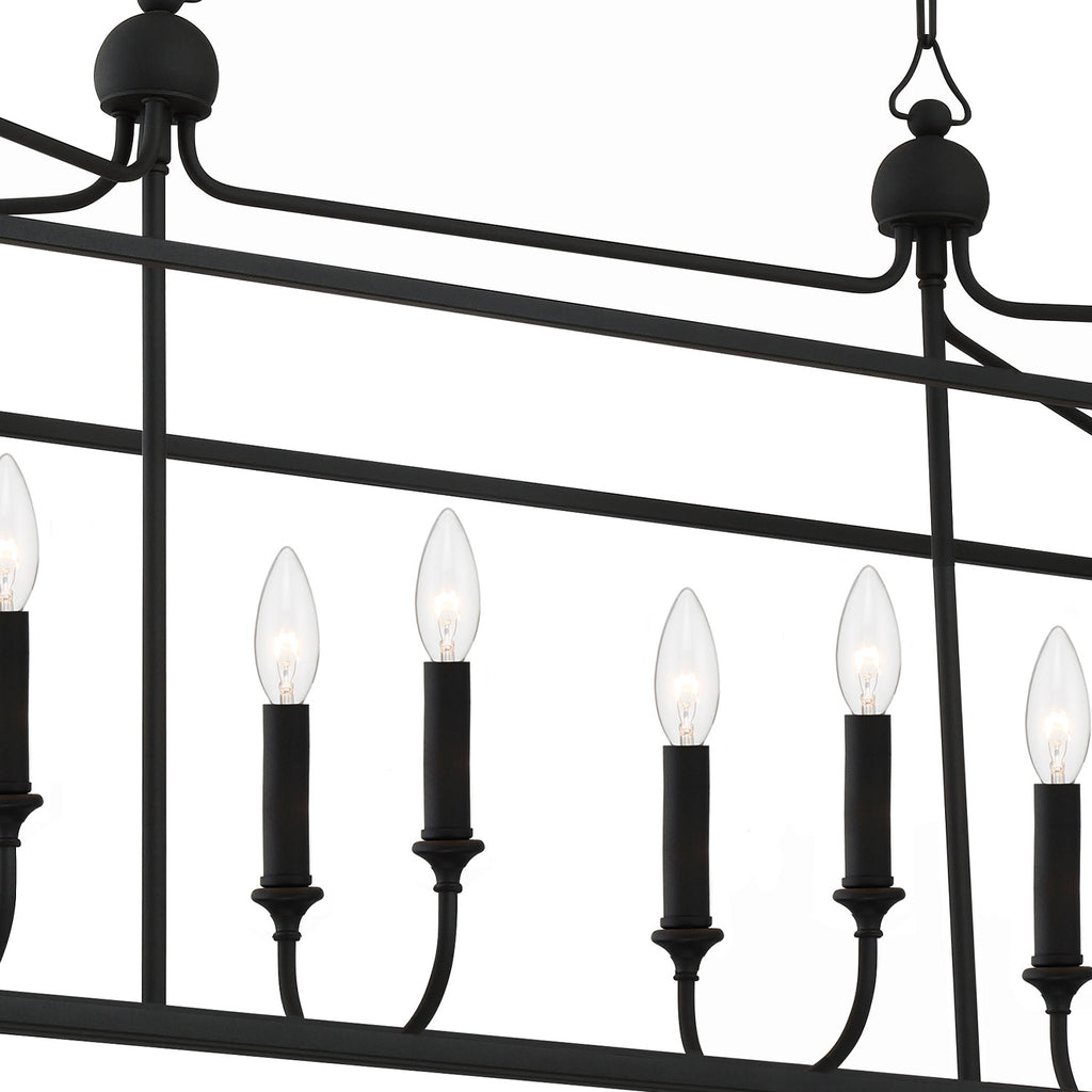 2249-BF_NOSHADE Sylvan 8 Light Linear Chandelier | Alternate Image