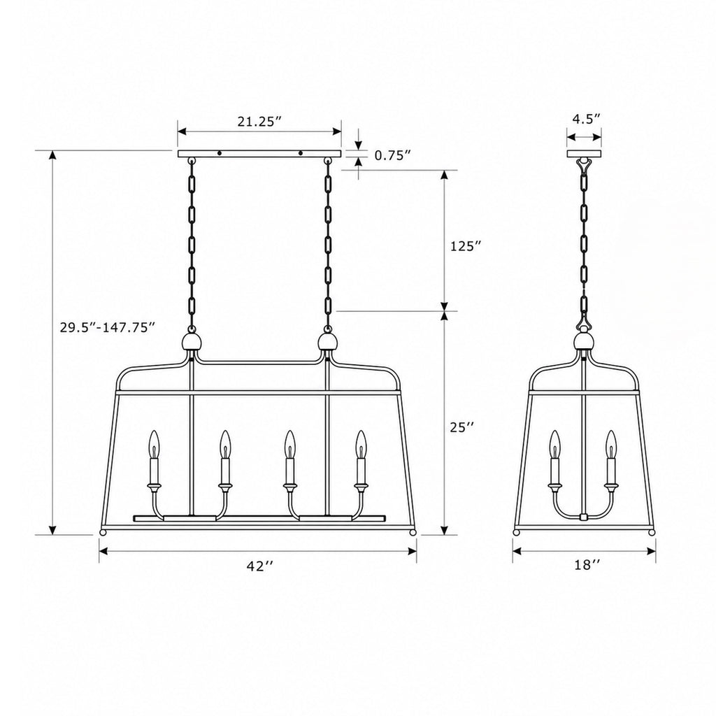 Crystorama Sylvan 42'' Linear Chandelier - Product Dimensions