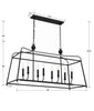 2249-BF_NOSHADE Sylvan 8 Light Linear Chandelier | Dimensions Image