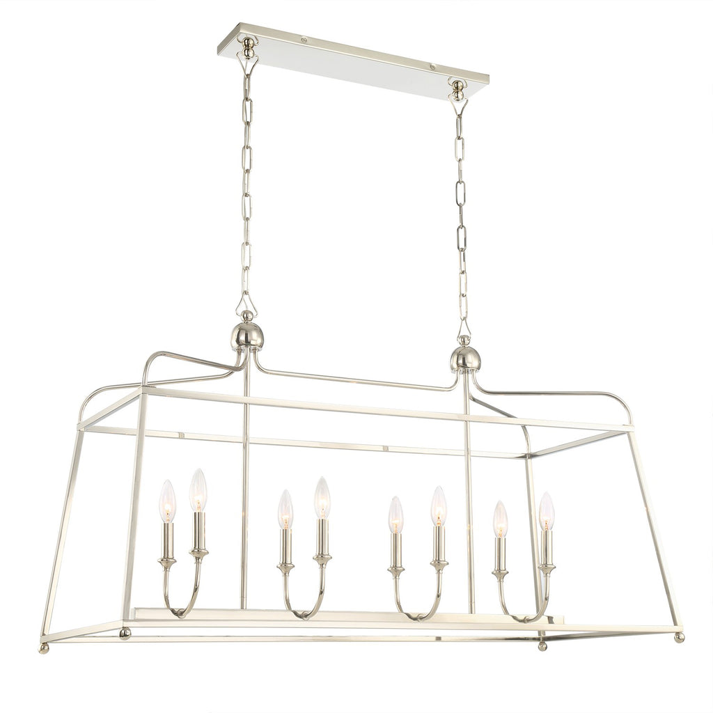 2249-PN_NOSHADE Sylvan 8 Light Linear Chandelier | Main Image