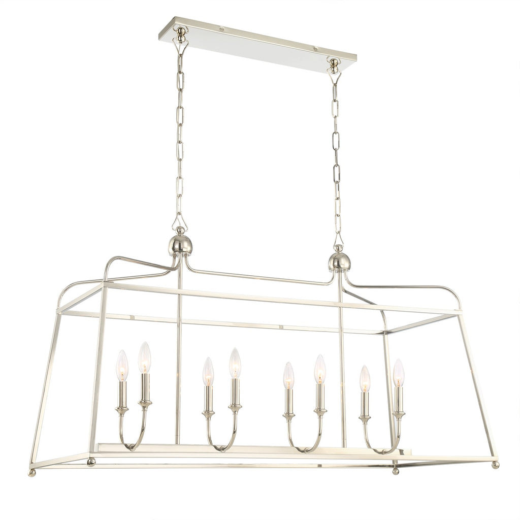 2249-PN_NOSHADE Sylvan 8 Light Linear Chandelier | Alternate Image