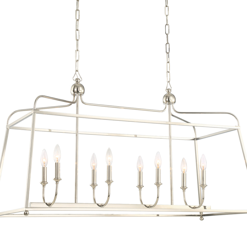 2249-PN_NOSHADE Sylvan 8 Light Linear Chandelier | Alternate Image