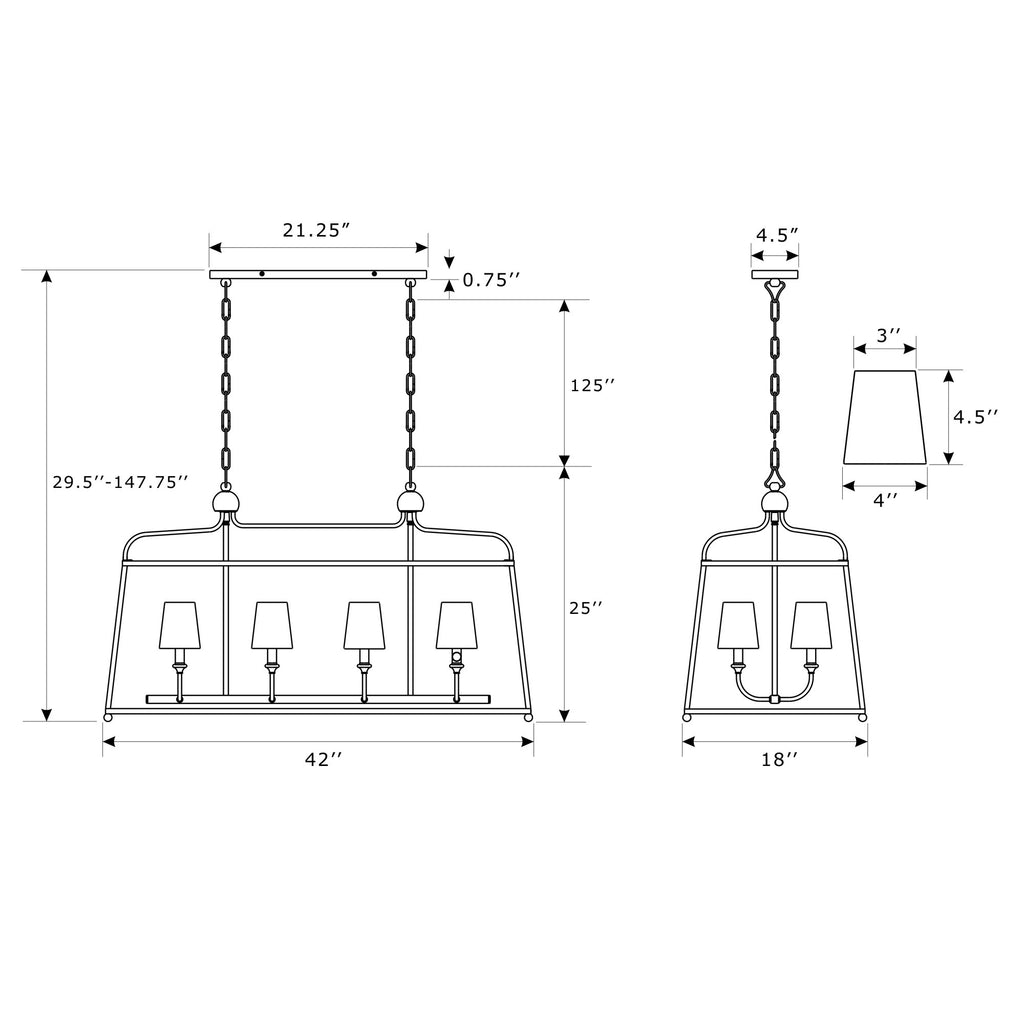 Crystorama Sylvan 42'' Linear Chandelier - Product Dimensions