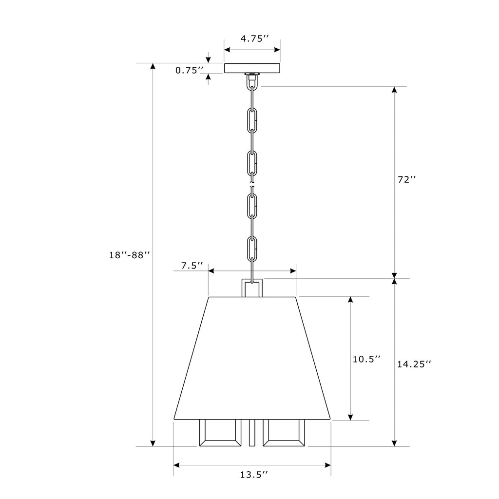 Crystorama Westwood 13.5'' Chandelier - Product Dimensions