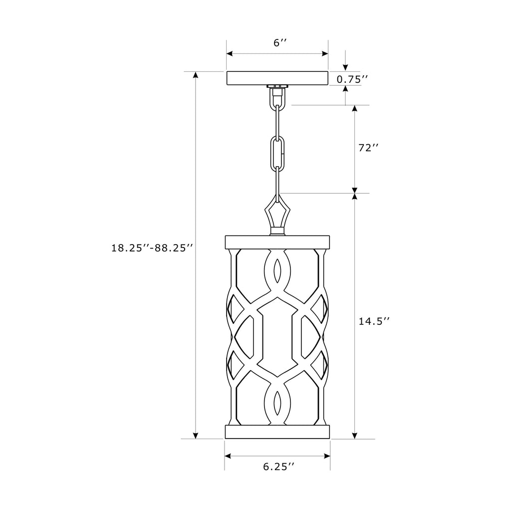 Crystorama Jennings 6.25'' Pendant - Product Dimensions
