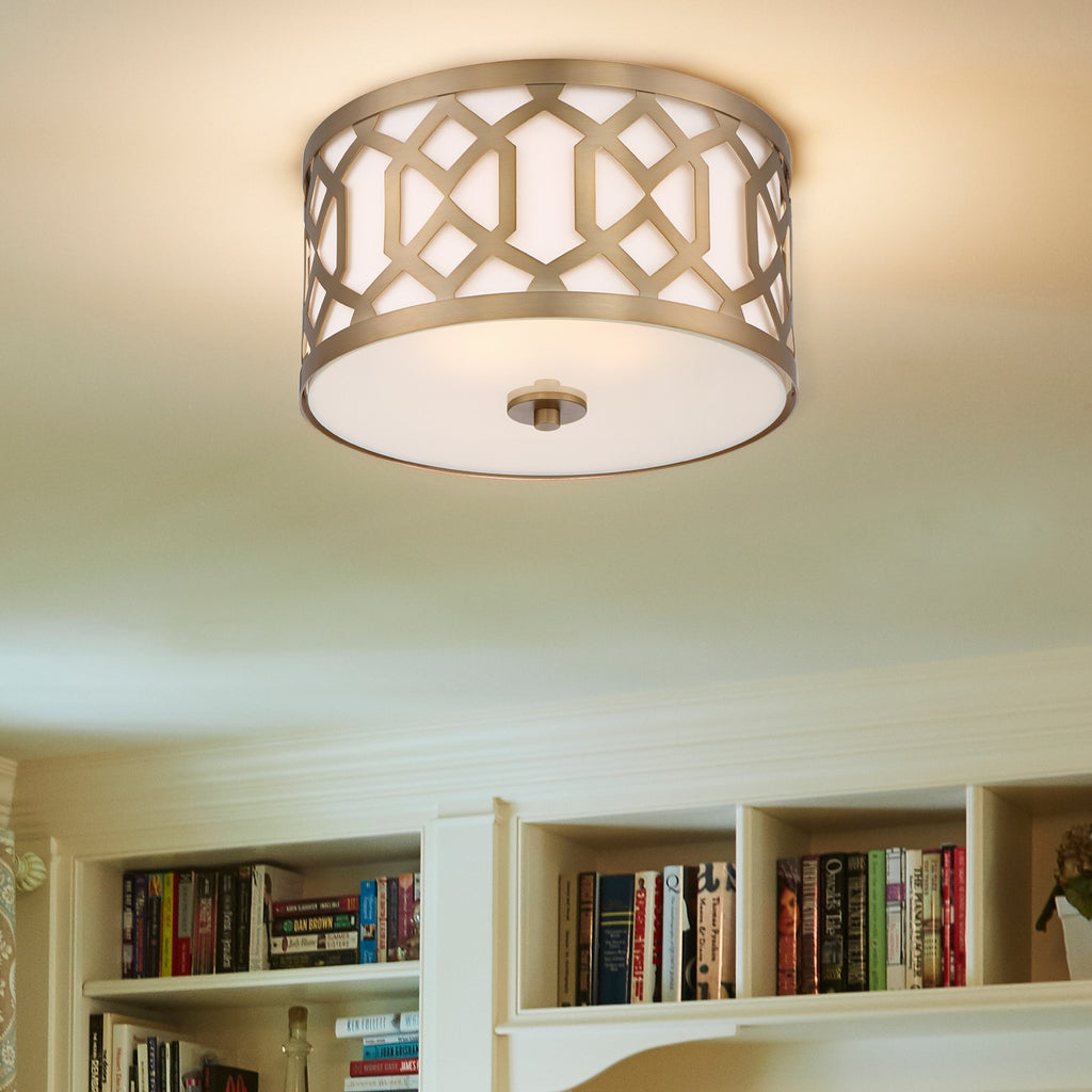 Crystorama Jennings 16.25'' Flush Mount in Aged Brass - Lifestyle View
