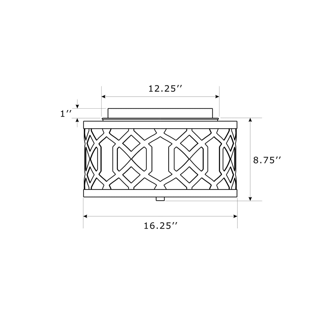 Crystorama Jennings 16.25'' Flush Mount - Product Dimensions