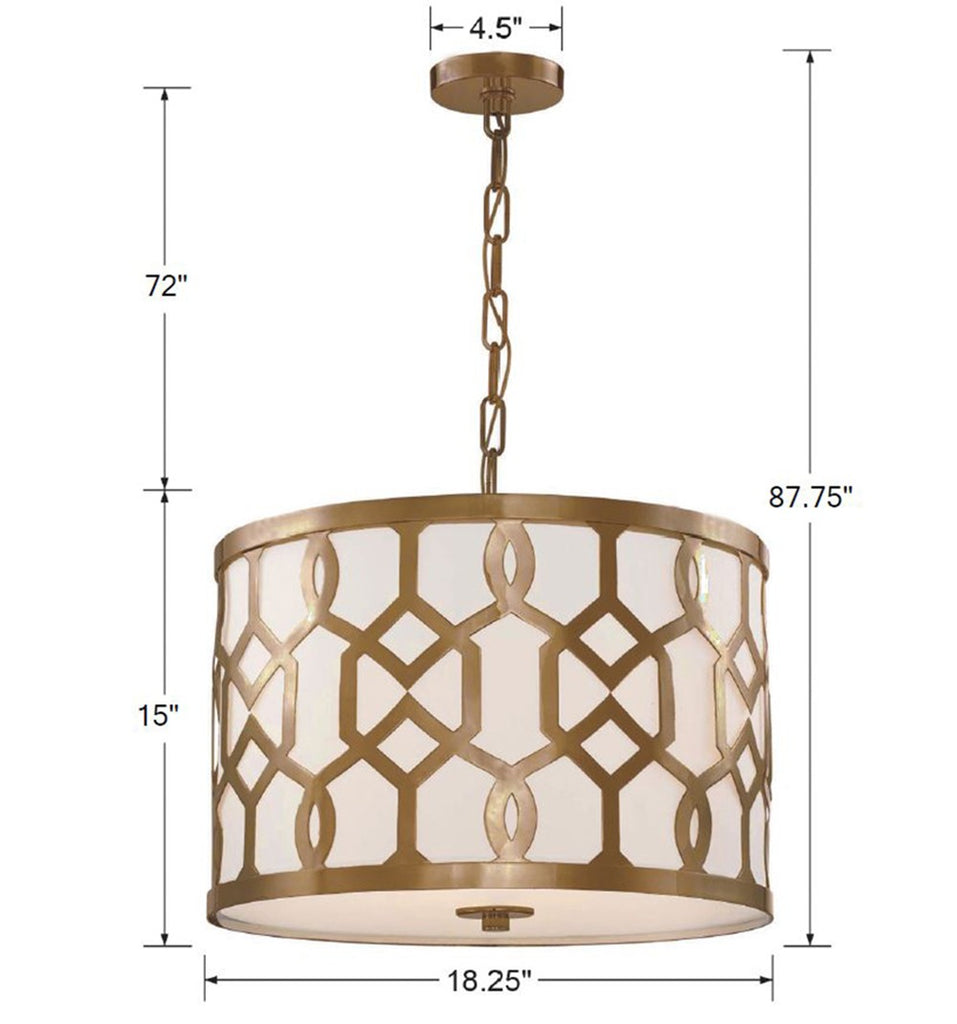 2265-AG Libby Langdon Jennings 3 Light Pendant | Dimensions Image