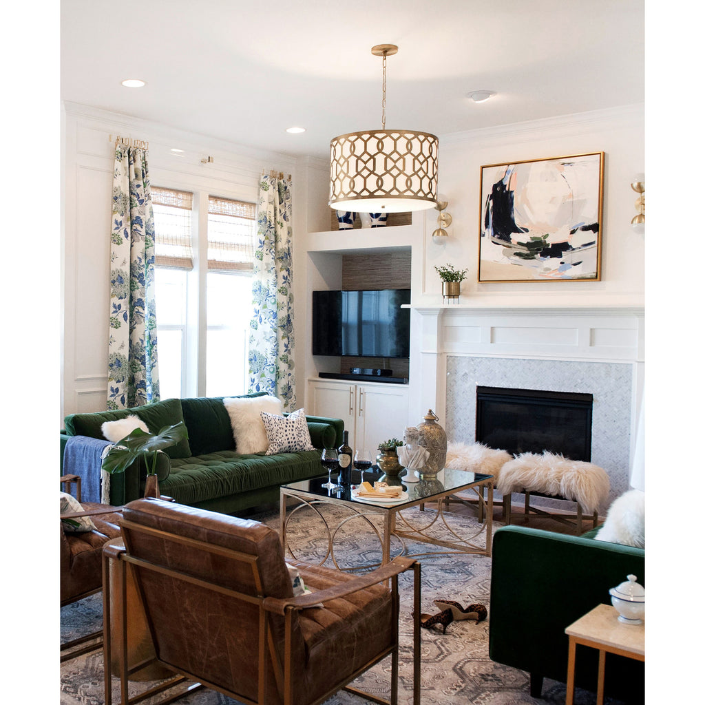 Crystorama Jennings 24.25'' Pendant in Aged Brass - Lifestyle View