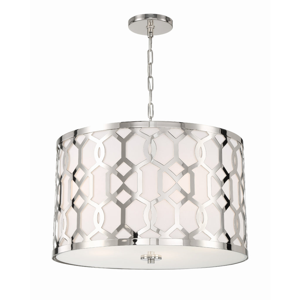 Crystorama Jennings 24.25'' Pendant in Polished Nickel - Front View