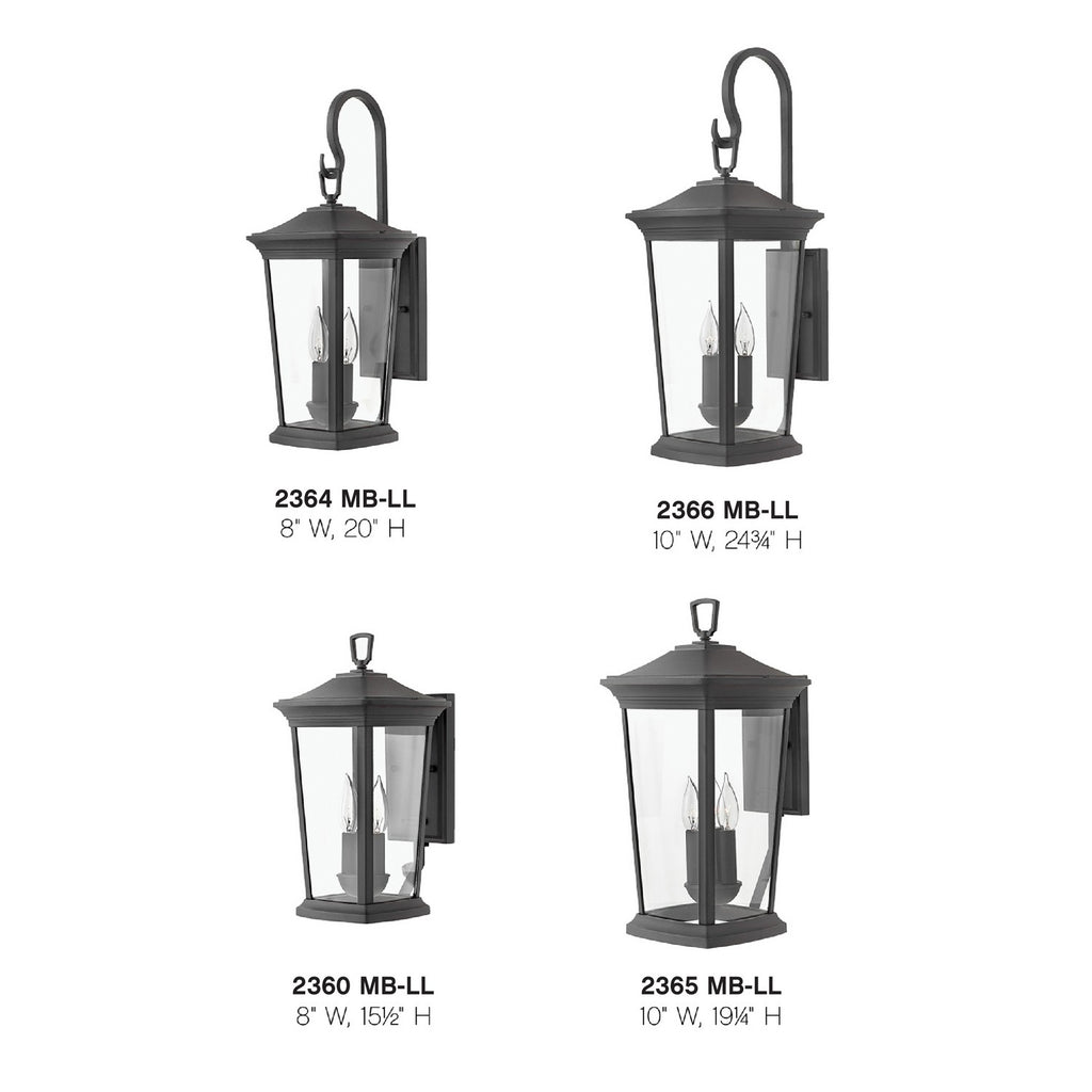 2364MB-LL Bromley 2 Light Transitional Outdoor Wall Mount | Alternate Image