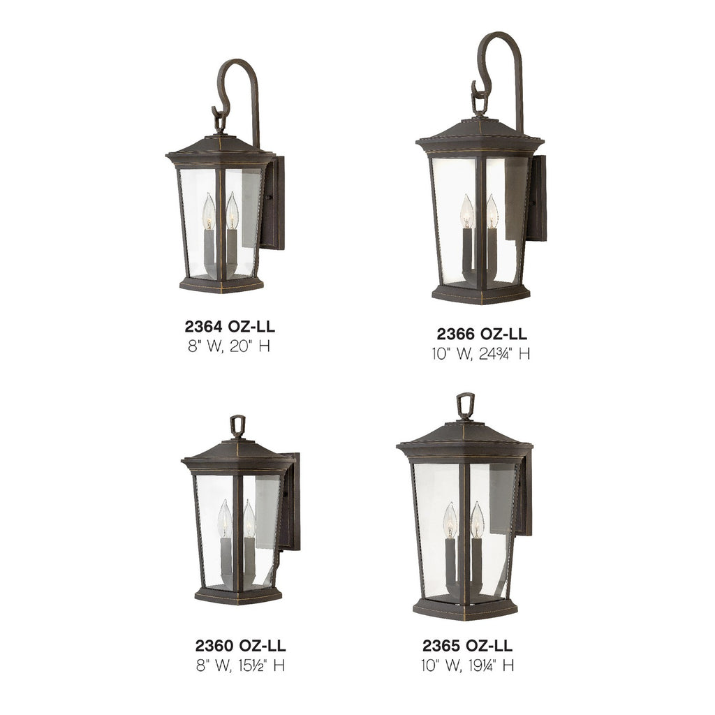 2364MB-LL Bromley 2 Light Transitional Outdoor Wall Mount | Alternate Image