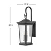 2369MB-LL Bromley 3 Light Outdoor Wall Mount|Dimensions Image