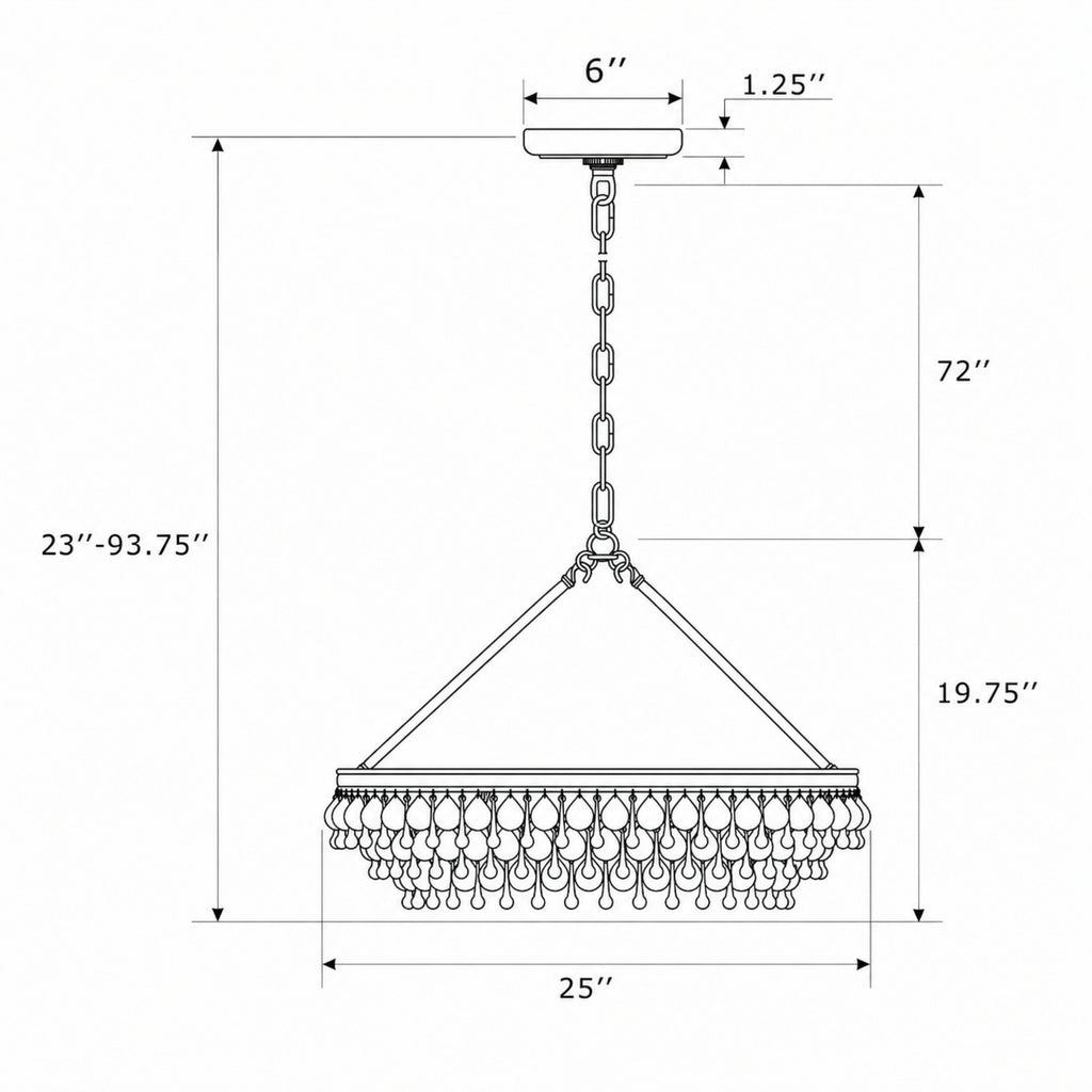 Crystorama Calypso 25'' Chandelier - Product Dimensions
