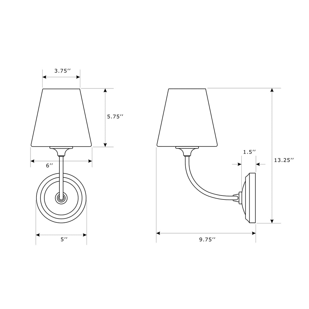 Crystorama Sylvan 6'' Sconce - Product Dimensions
