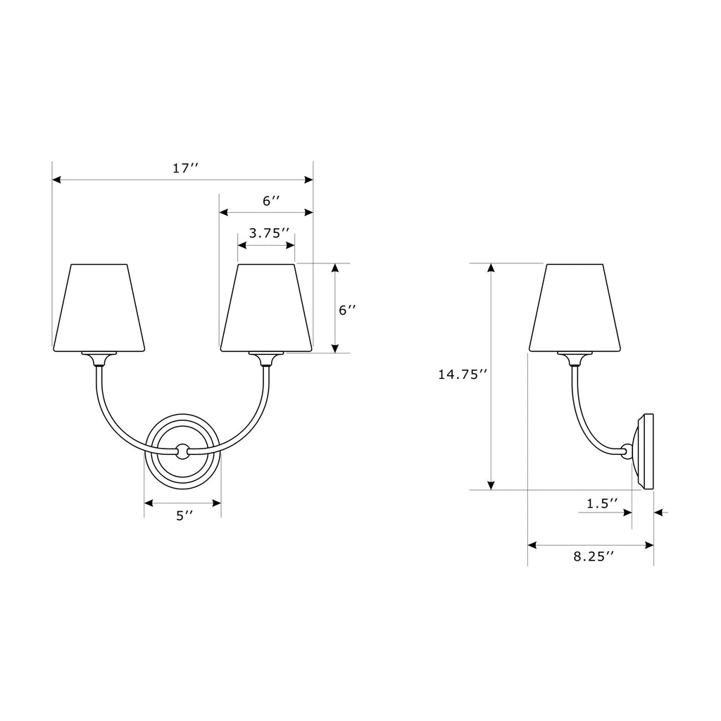 Crystorama Sylvan 17'' Sconce - Product Dimensions