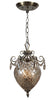 Crystorama Hand Cut 9" Pendant in Antique Brass - Front View