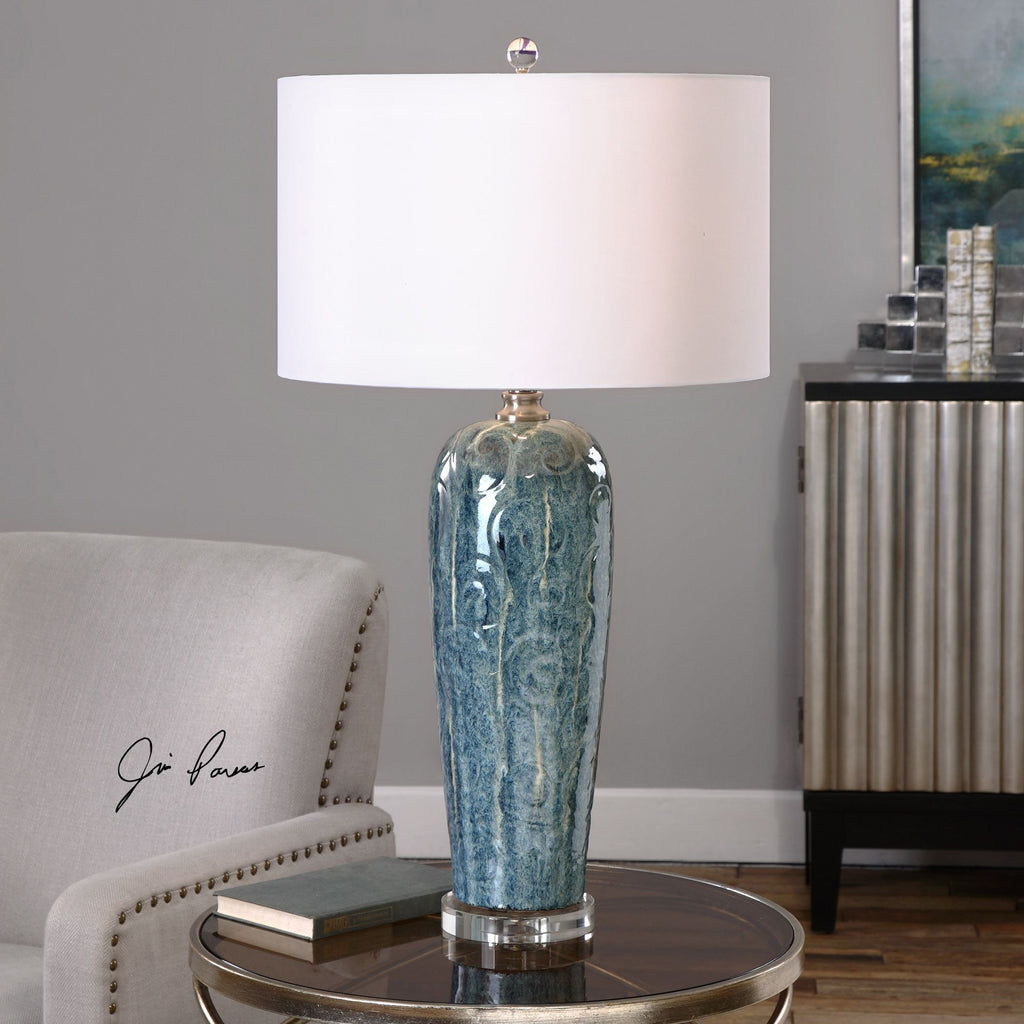 Heathered Blue Ceramic Table Lamp - Elegant Lighting - Alternate Image