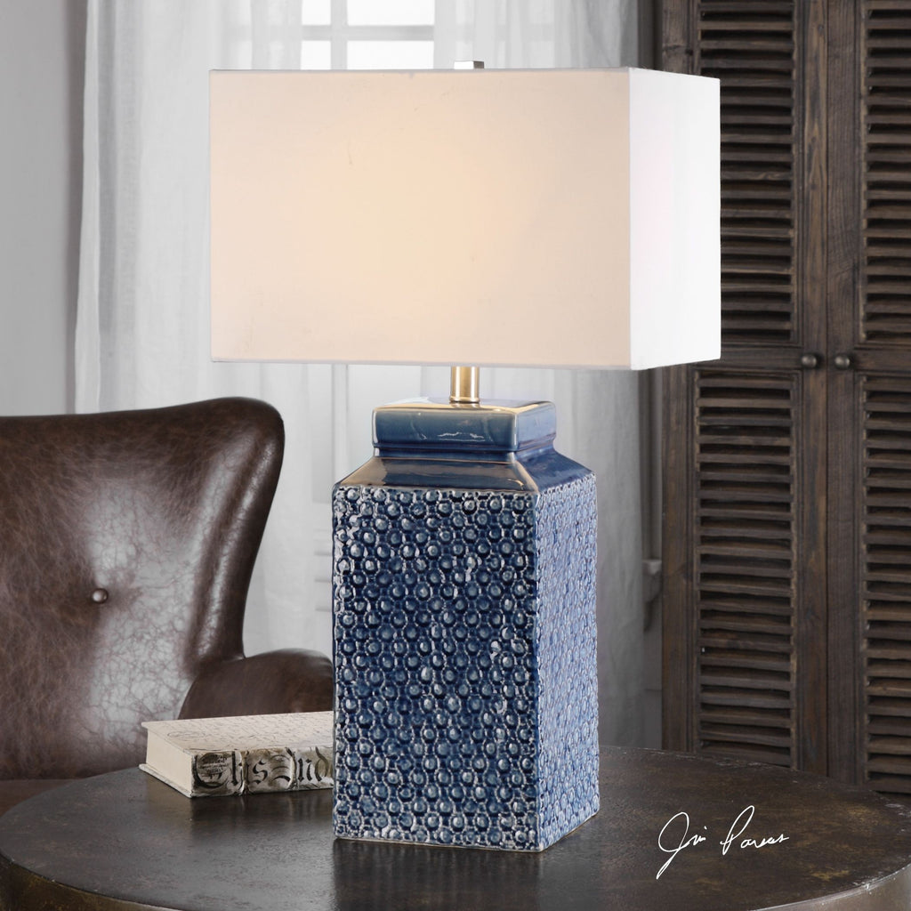 Sapphire Blue Ceramic Lamp | Modern Lighting - Alternate Image