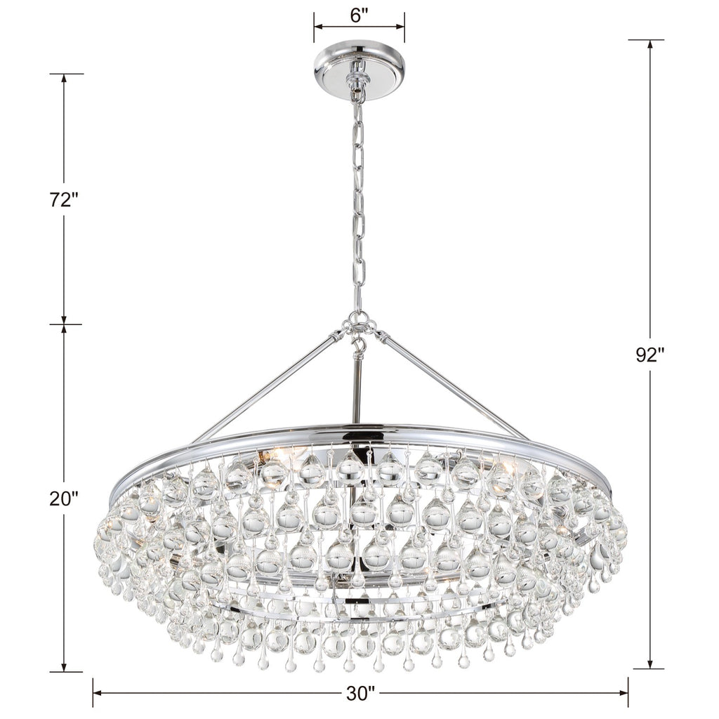 275-CH Calypso 6 Light Chandelier | Dimensions Image