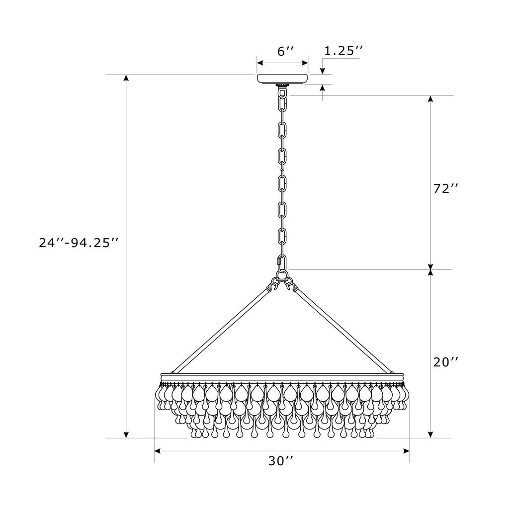 Crystorama Calypso 30'' Chandelier - Product Dimensions