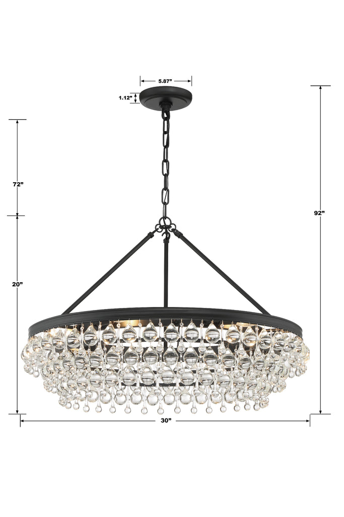 275-MK Calypso 6 Light Chandelier | Dimensions Image