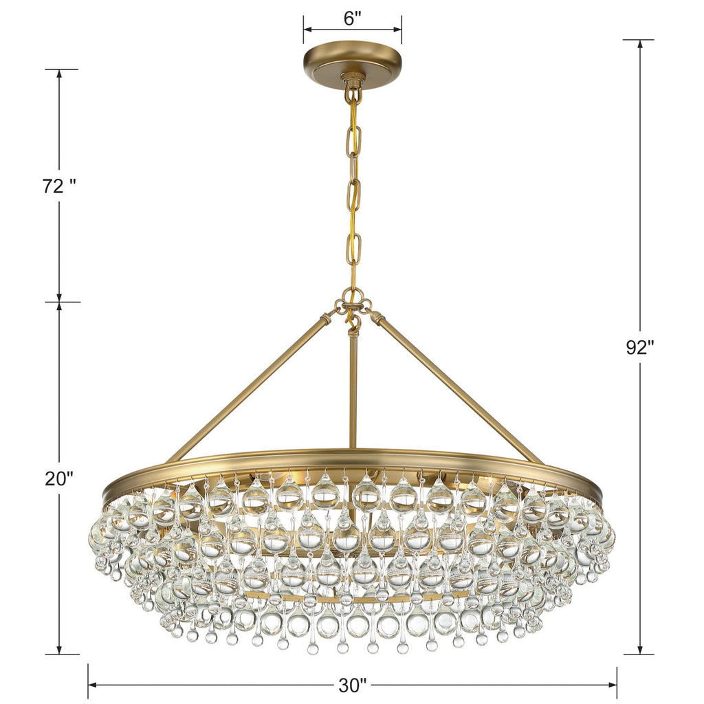 275-VG Calypso 6 Light Chandelier | Dimensions Image