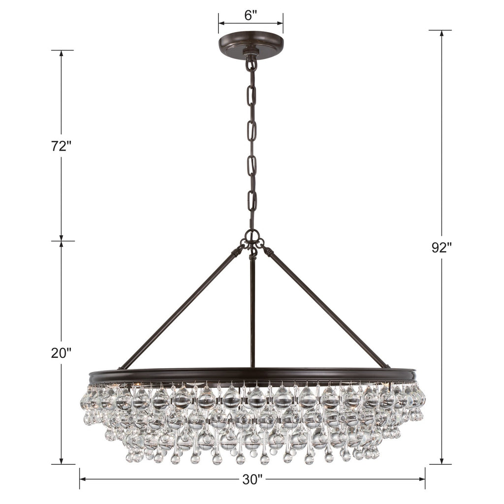 275-VZ Calypso 6 Light Chandelier | Dimensions Image