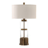 Park Avenue Glass Column Lamp with Antique Brass Details- Alternate Image