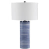 White and Indigo Striped Ceramic Table Lamp- Alternate Image