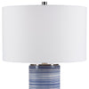 White and Indigo Striped Ceramic Table Lamp- Alternate Image