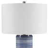 White and Indigo Striped Ceramic Table Lamp- Alternate Image