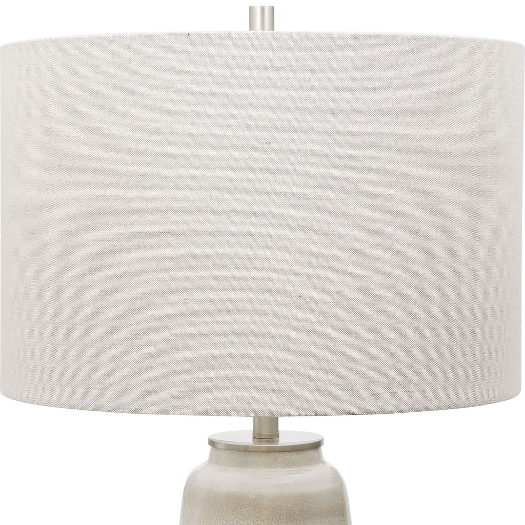 Boho White Crackle Table Lamp - Rustic Elegance- Alternate Image