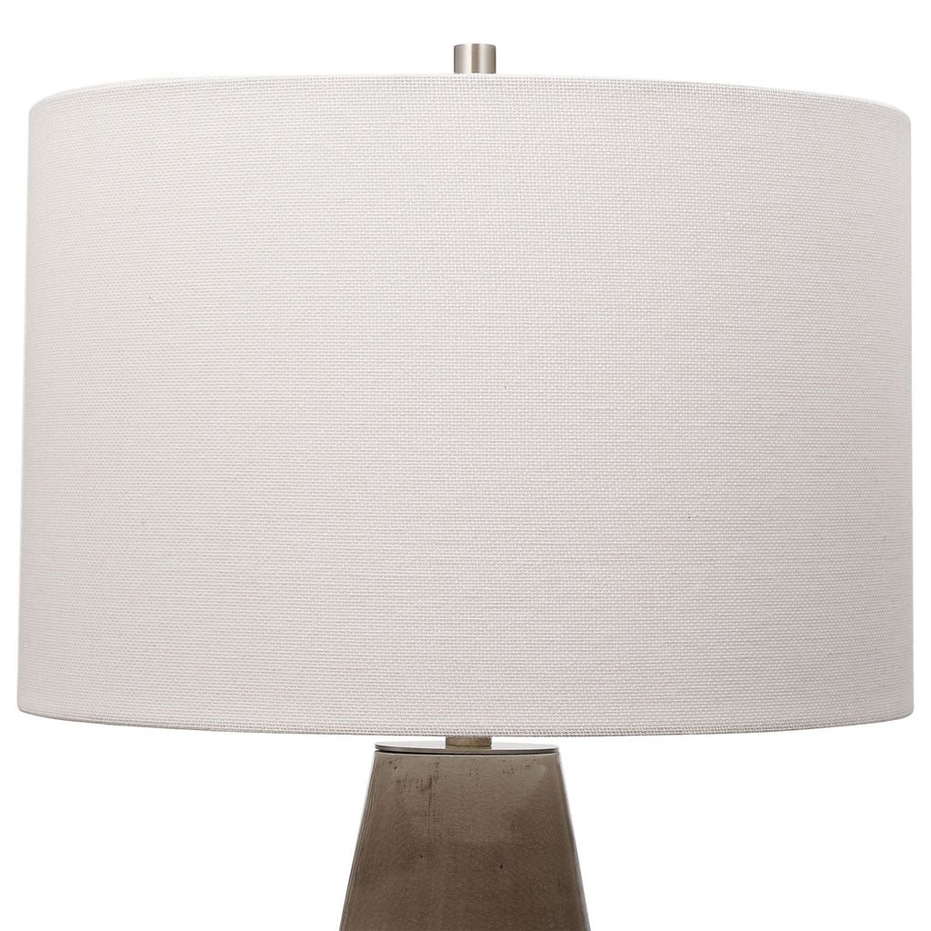 Boho Taupe-Gray Table Lamp with Antique Brass Accent- Alternate Image