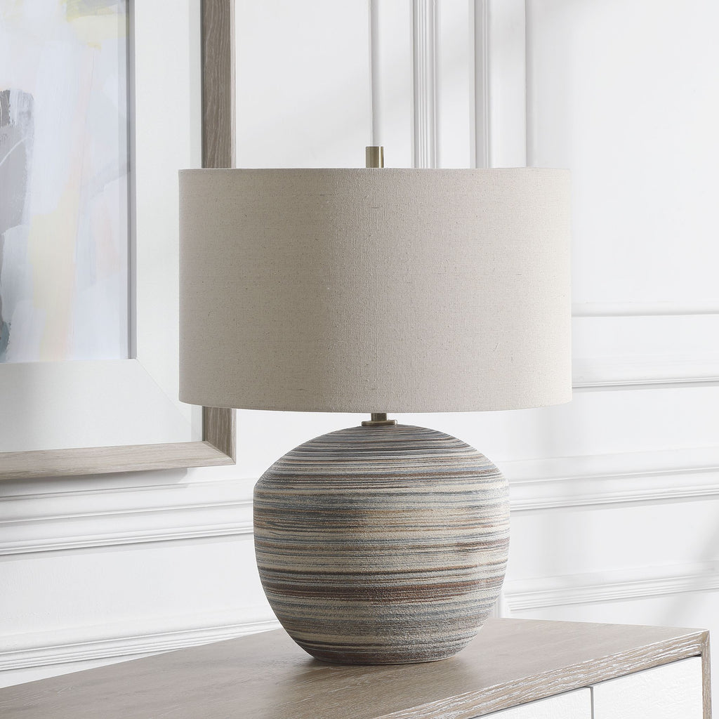 Hampton Retreat Striped Accent Lamp - Brown and Cream- Alternate Image