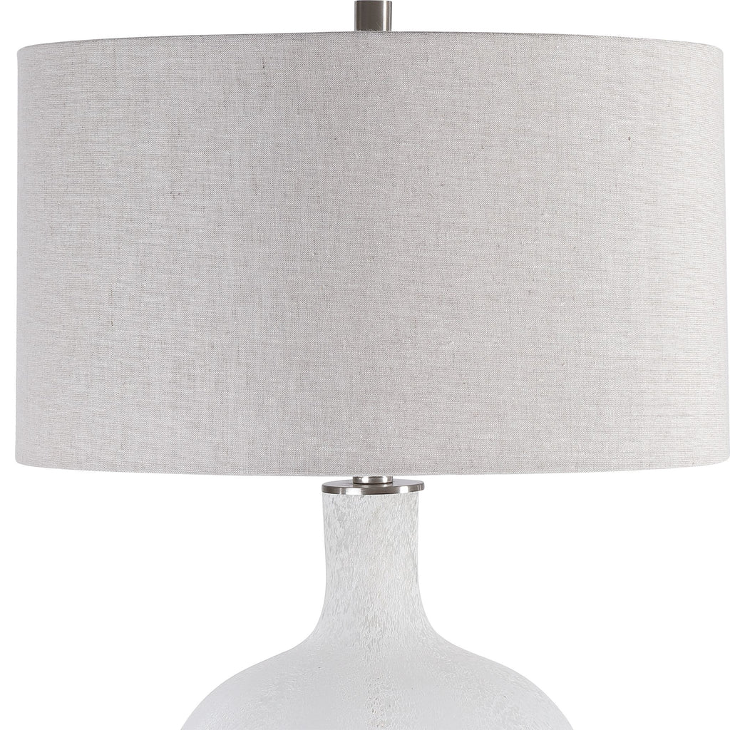 Village Boho White Glass Table Lamp | Vintage Aged White- Alternate Image