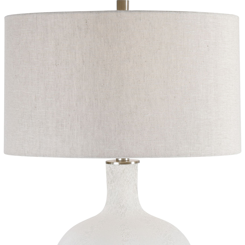 Village Boho White Glass Table Lamp | Vintage Aged White- Alternate Image