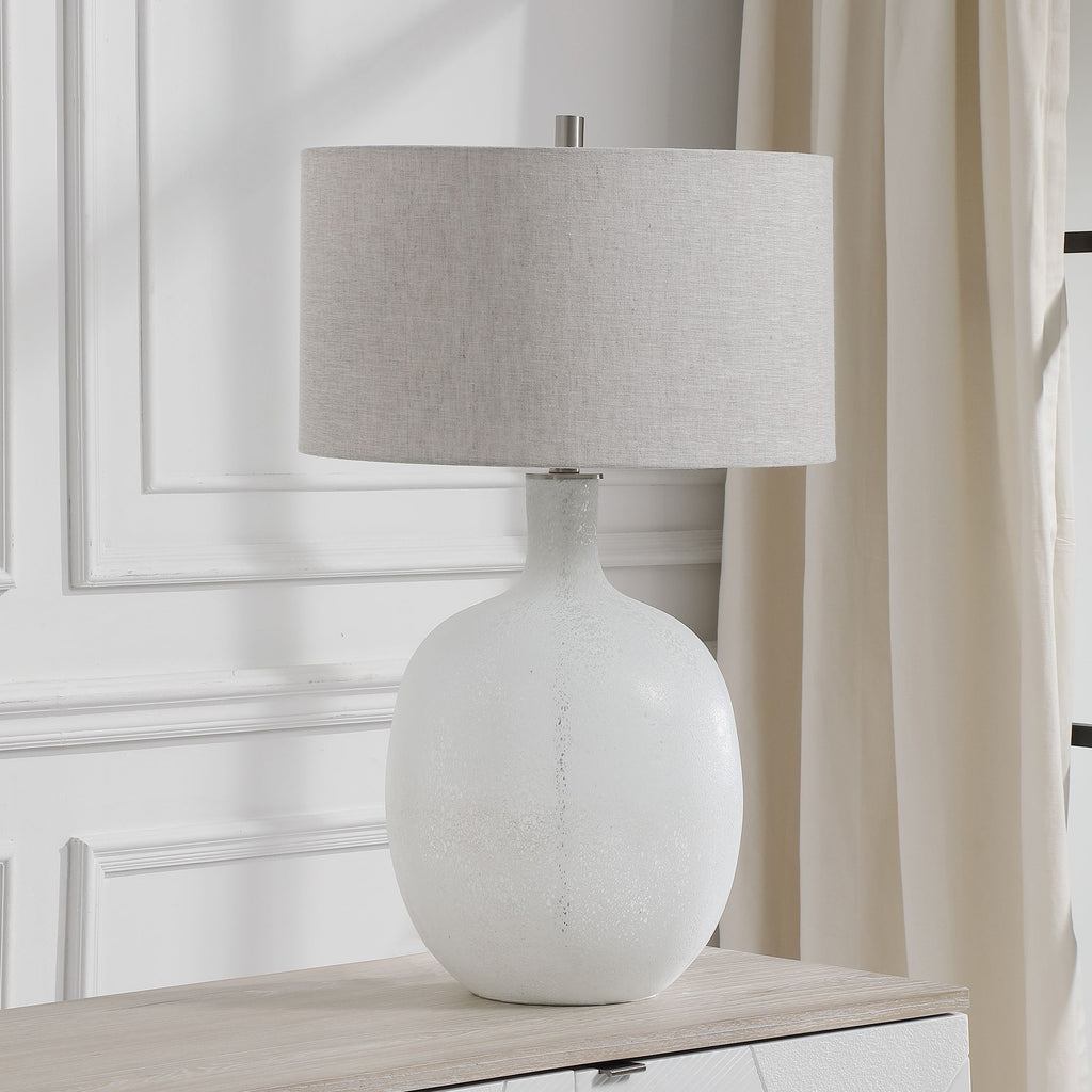 Village Boho White Glass Table Lamp | Vintage Aged White- Alternate Image