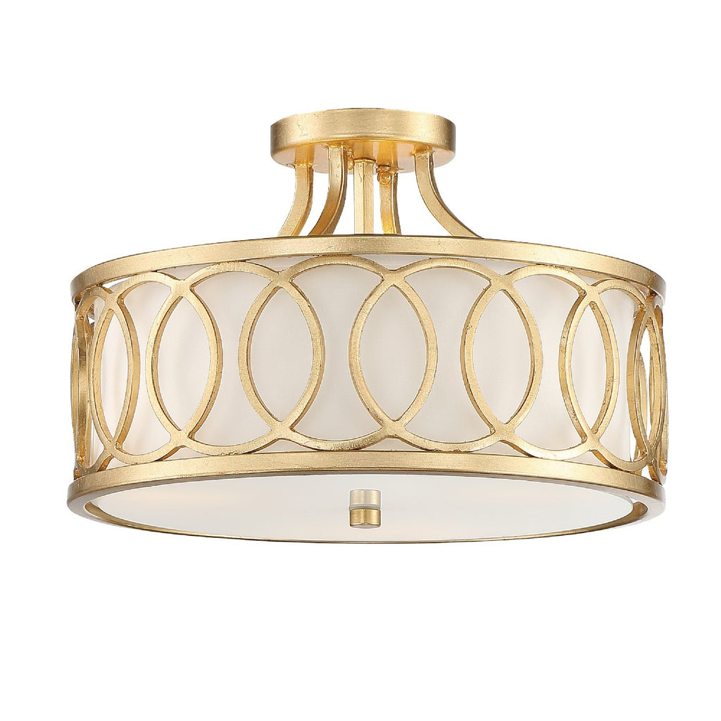 Crystorama Graham 15'' Semi Flush Mount in Antique Gold - Front View