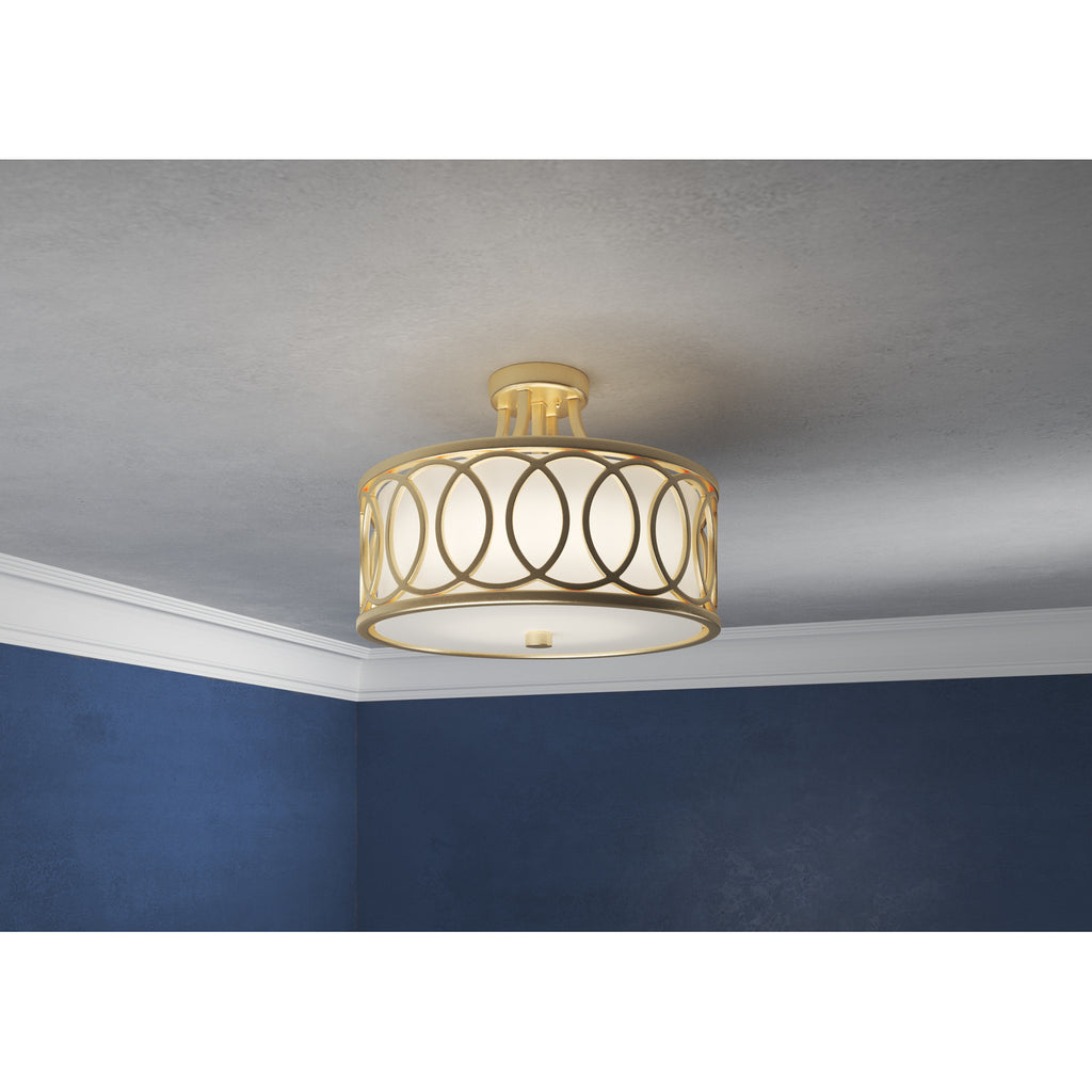 Crystorama Graham 15'' Semi Flush Mount in Antique Gold - Lifestyle View