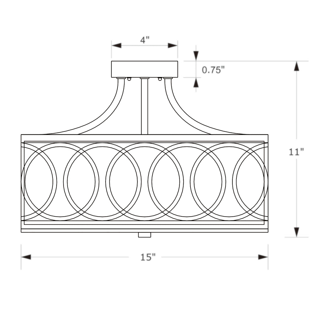 Crystorama Graham 15'' Semi Flush Mount - Product Dimensions