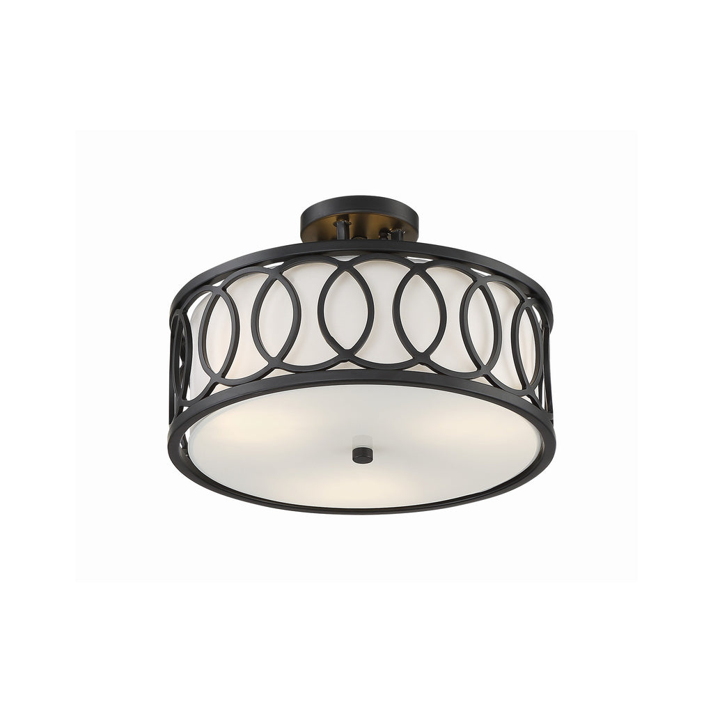 Crystorama Graham 15'' Semi Flush Mount in Matte Black - Additional View