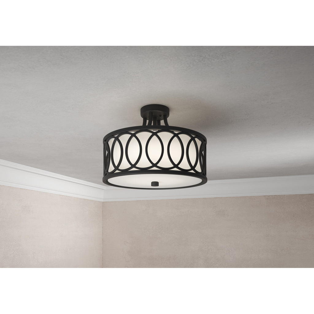 Crystorama Graham 15'' Semi Flush Mount in Matte Black - Lifestyle View