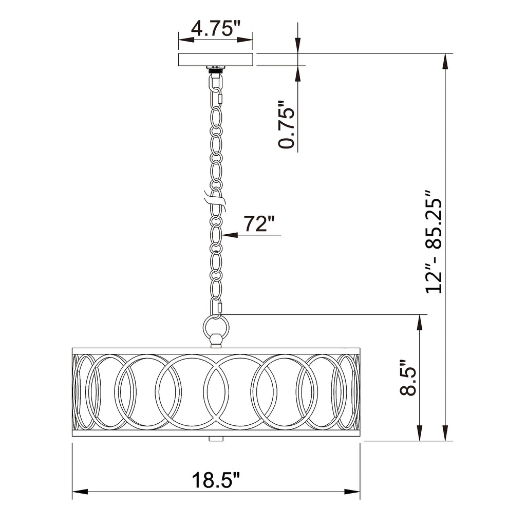 Crystorama Graham 18'' Chandelier - Product Dimensions