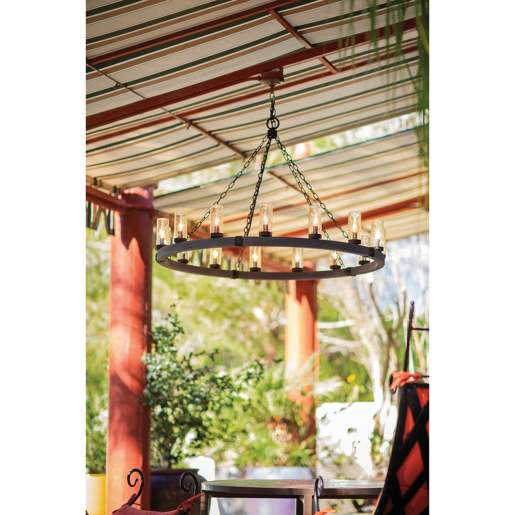 29208BK Sawyer 9 Light Outdoor Chandelier|Lifestyle Image