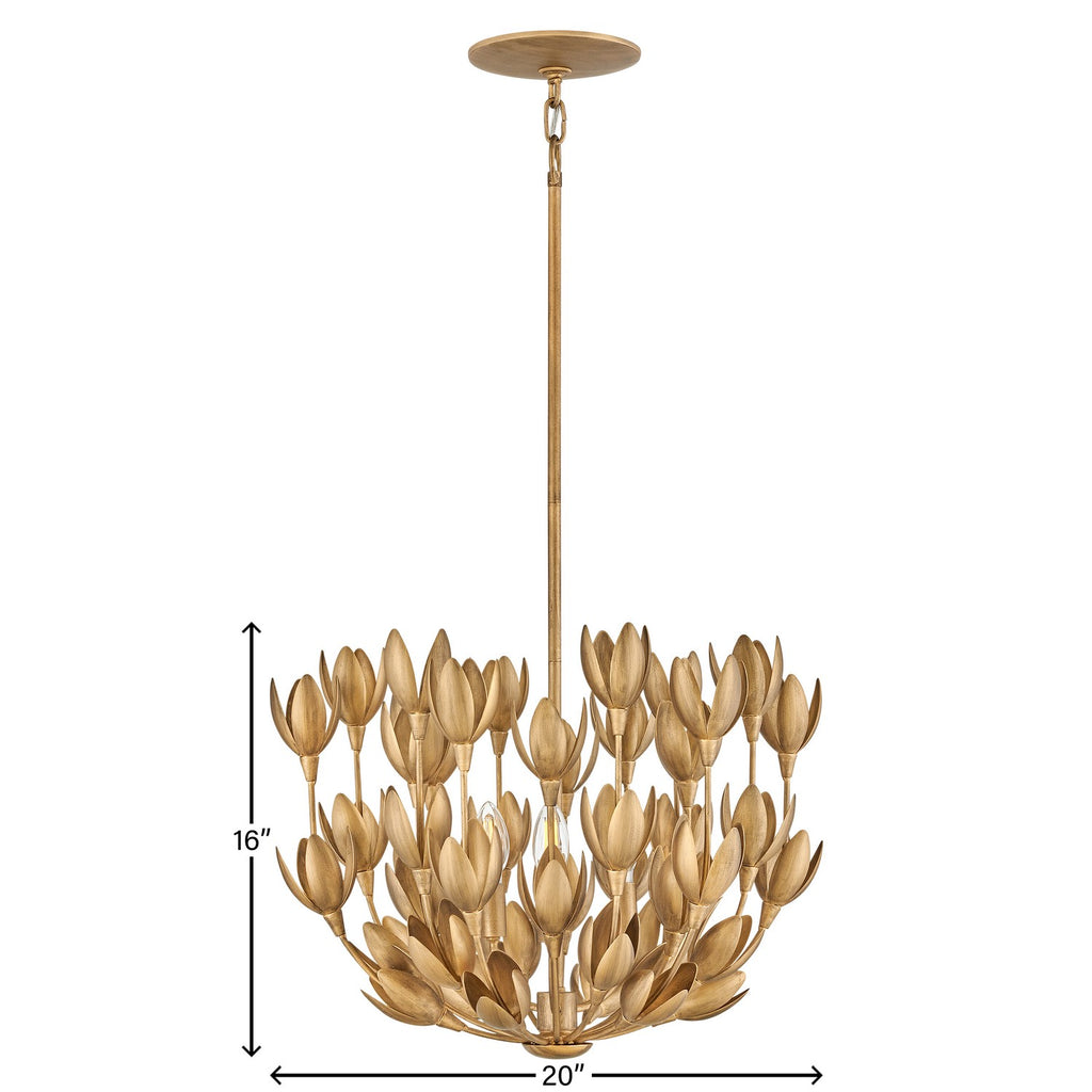 30011BNG Flora 3 Light Convertible Pendant / Semi Flush Mount|Dimensions Image