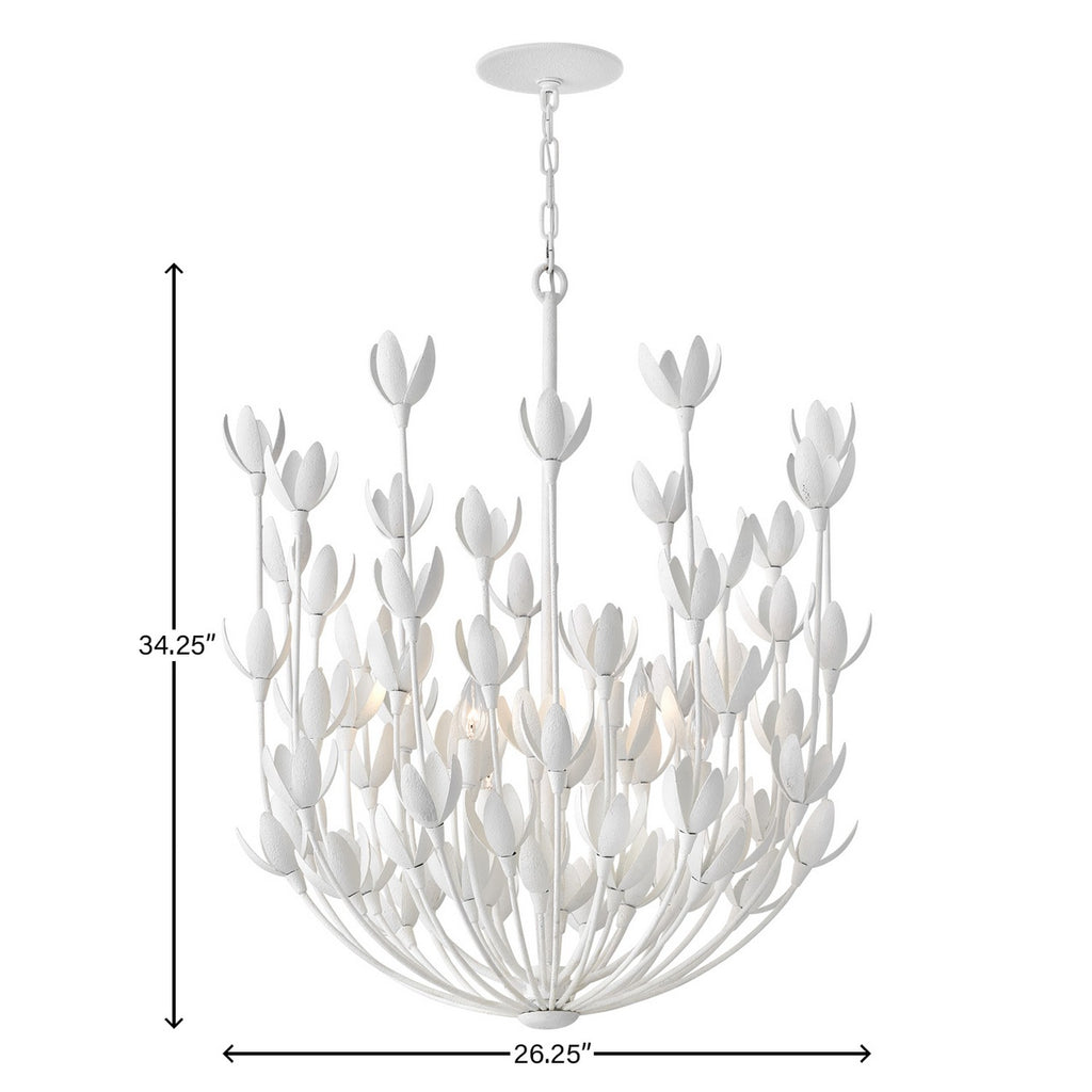 30016TXP Flora 6 Light Chandelier|Dimensions Image