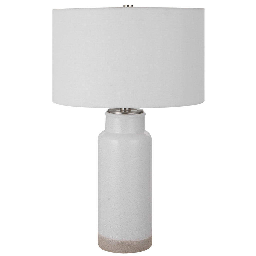 Rustic Ceramic Village Boho White Farmhouse Table Lamp- Alternate Image