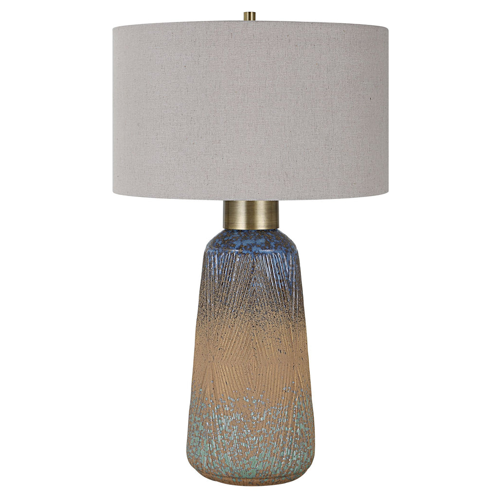 Venice Beach Boho Ceramic Table Lamp | Green & Indigo- Alternate Image